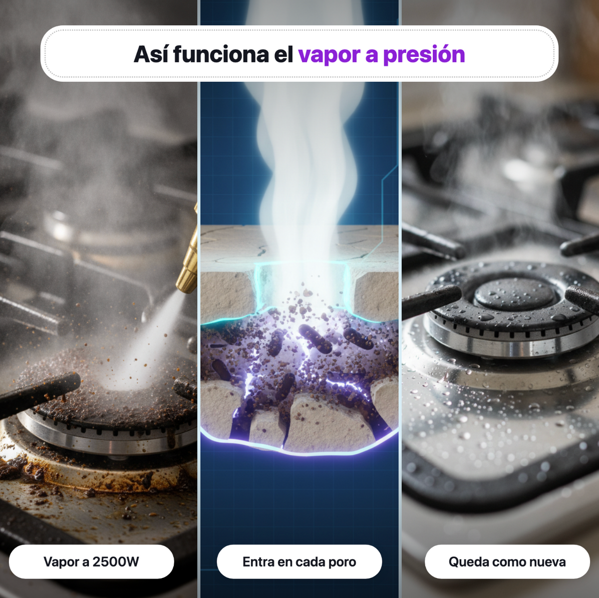 VaporX™ : Limpiador A Vapor Presion 2500w Portatil