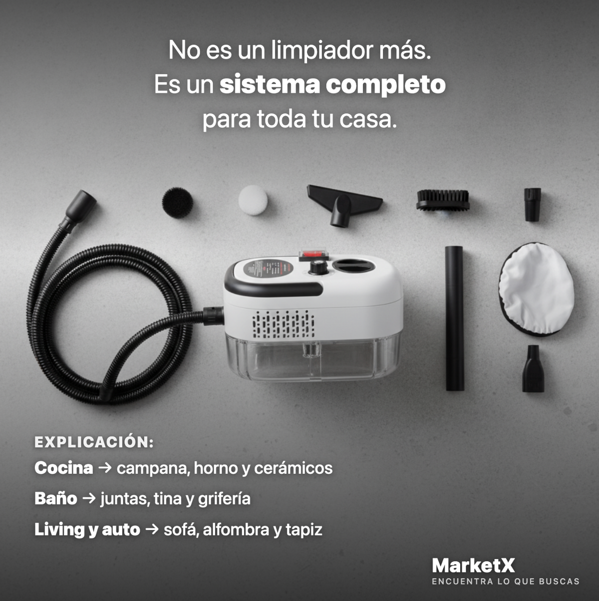 VaporX™ : Limpiador A Vapor Presion 2500w Portatil